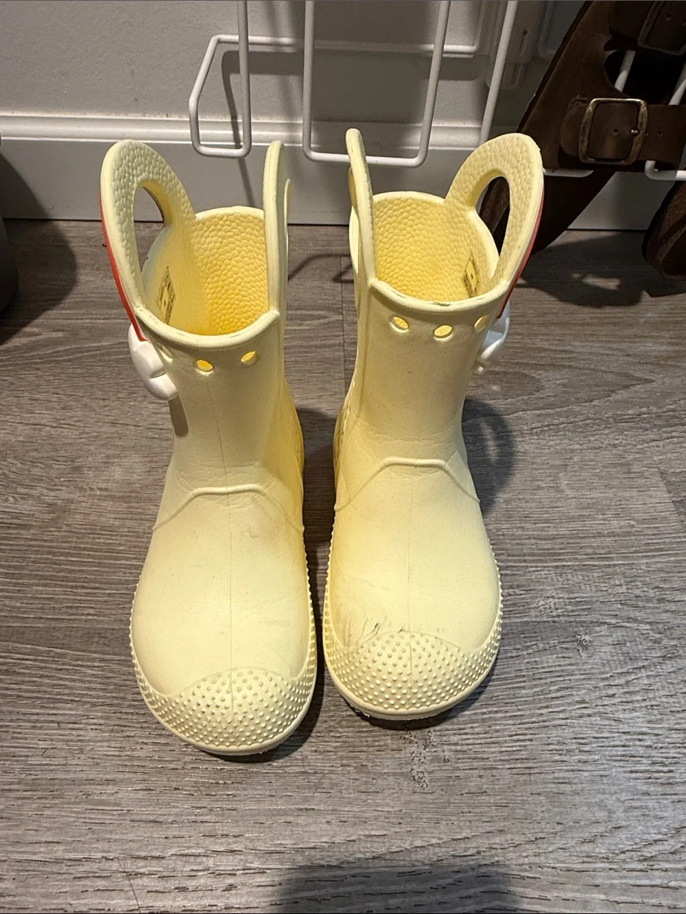 CROCS Kids Yellow Pull-On Rain Boots with Handles